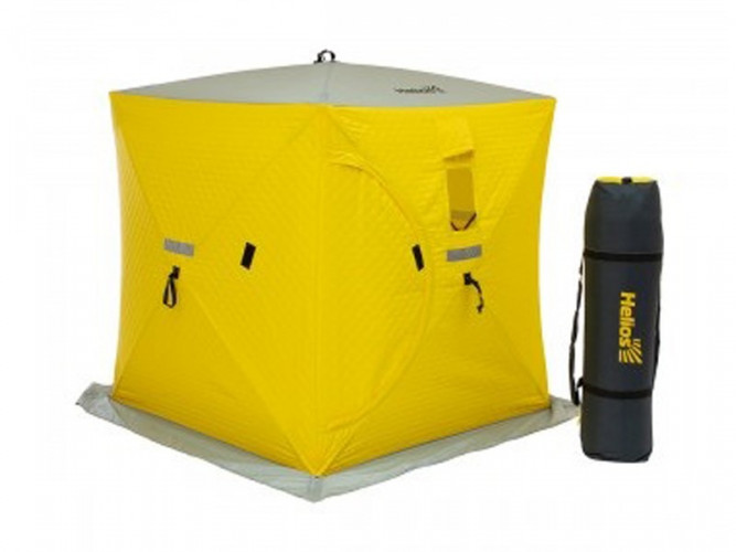 Палатка для рыбалки Helios утепл.Куб 1,5х1,5 желтый/серый в Улан-Удэ