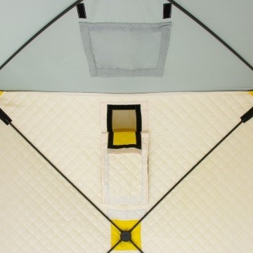 Палатка для рыбалки Helios утепл.Куб 1,5х1,5 желтый/серый в Улан-Удэ