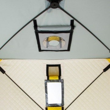 Палатка для рыбалки Helios утепл.Куб 1,5х1,5 желтый/серый в Улан-Удэ