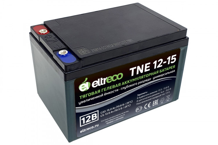 Тяговый аккумулятор Eltreco TNE12-15 (12V12A/H C3) болт в Улан-Удэ