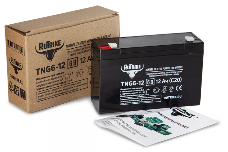 Тяговый гелевый аккумулятор RuTrike TNG 6-12 (6V12A/H C20) в Улан-Удэ