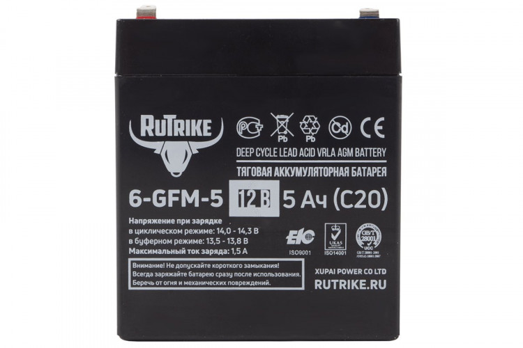 Тяговый гелевый аккумулятор RuTrike 6-GFM-5 (12V5A/H C20) в Улан-Удэ